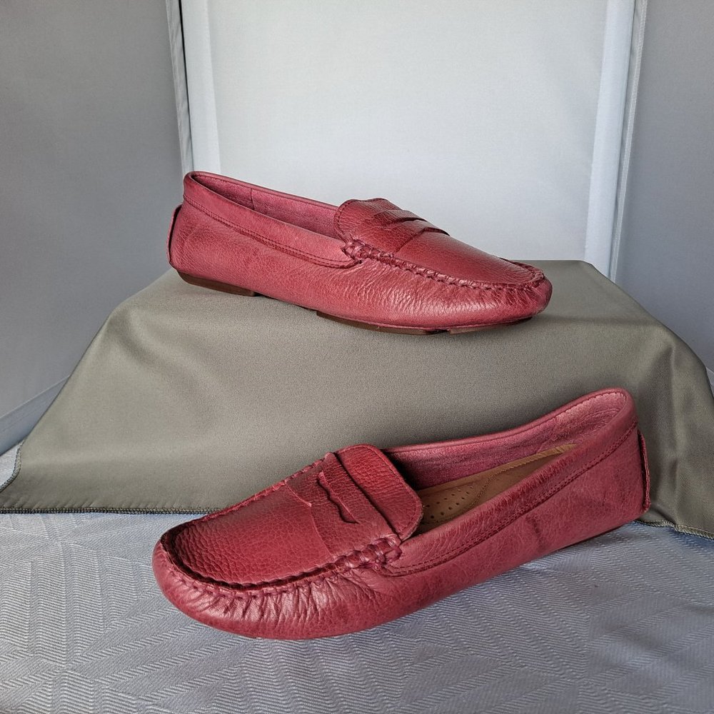 Bass Missy pink leather driving loafer